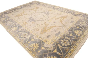 Cream Floral 10X14 Traditional Oushak Oriental Rug