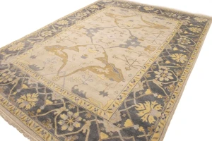 Cream Floral 10X14 Traditional Oushak Oriental Rug
