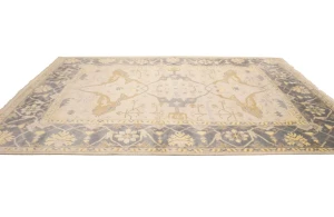 Cream Floral 10X14 Traditional Oushak Oriental Rug