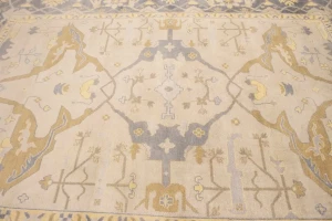 Cream Floral 10X14 Traditional Oushak Oriental Rug