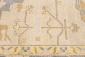 Cream Floral 10X14 Traditional Oushak Oriental Rug