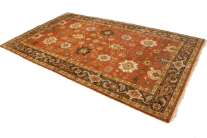 Dark Orange Tribal Floral 6X10 Indo-Mahal Oriental Rug