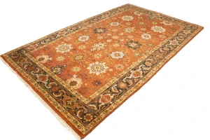 Dark Orange Tribal Floral 6X10 Indo-Mahal Oriental Rug