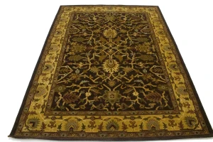 Dark Brown Floral Modern 8X11 Oriental Hand-Tufted Rug