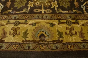 Dark Brown Floral Modern 8X11 Oriental Hand-Tufted Rug