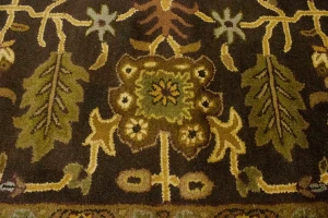 Dark Brown Floral Modern 8X11 Oriental Hand-Tufted Rug