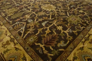 Dark Brown Floral Modern 8X11 Oriental Hand-Tufted Rug