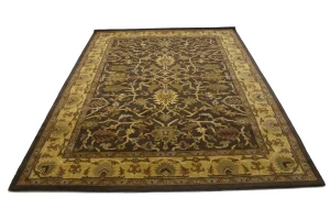 Dark Brown Floral Modern 8X11 Oriental Hand-Tufted Rug
