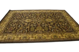 Dark Brown Floral Modern 8X11 Oriental Hand-Tufted Rug