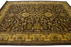 Dark Brown Floral Modern 8X11 Oriental Hand-Tufted Rug