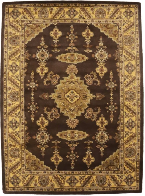 Dark Brown Floral Modern 8X11 Oriental Hand-Tufted Rug