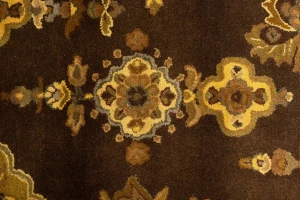 Dark Brown Floral Modern 8X11 Oriental Hand-Tufted Rug