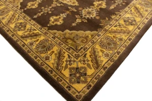 Dark Brown Floral Modern 8X11 Oriental Hand-Tufted Rug