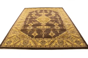 Dark Brown Floral Modern 8X11 Oriental Hand-Tufted Rug