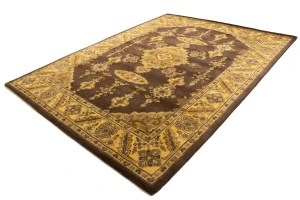 Dark Brown Floral Modern 8X11 Oriental Hand-Tufted Rug