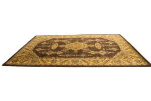 Dark Brown Floral Modern 8X11 Oriental Hand-Tufted Rug