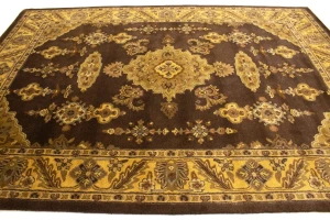 Dark Brown Floral Modern 8X11 Oriental Hand-Tufted Rug
