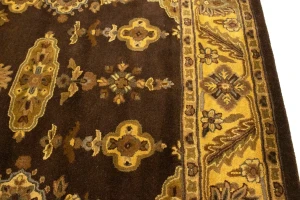 Dark Brown Floral Modern 8X11 Oriental Hand-Tufted Rug