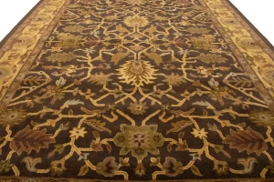 Dark Brown Floral Modern 8X11 Oriental Hand-Tufted Rug