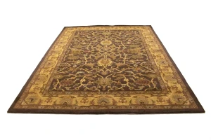 Dark Brown Floral Modern 8X11 Oriental Hand-Tufted Rug