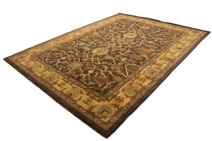 Dark Brown Floral Modern 8X11 Oriental Hand-Tufted Rug