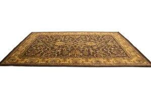 Dark Brown Floral Modern 8X11 Oriental Hand-Tufted Rug