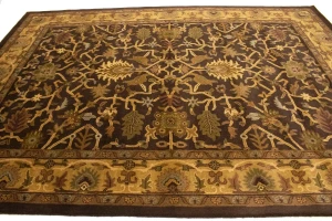 Dark Brown Floral Modern 8X11 Oriental Hand-Tufted Rug