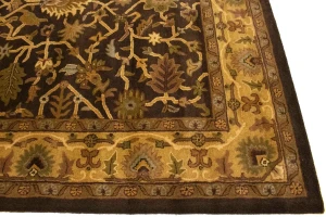 Dark Brown Floral Modern 8X11 Oriental Hand-Tufted Rug