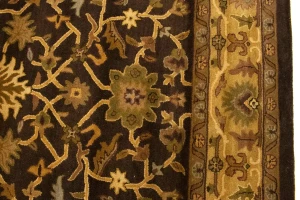 Dark Brown Floral Modern 8X11 Oriental Hand-Tufted Rug