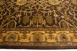 Dark Brown Floral Modern 8X11 Oriental Hand-Tufted Rug