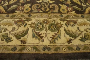 Dark Brown Floral Modern 8X11 Oriental Hand-Tufted Rug