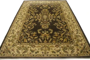 Dark Brown Floral Modern 8X11 Oriental Hand-Tufted Rug