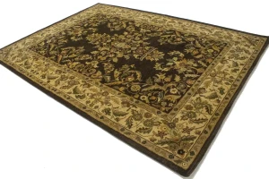 Dark Brown Floral Modern 8X11 Oriental Hand-Tufted Rug