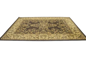 Dark Brown Floral Modern 8X11 Oriental Hand-Tufted Rug