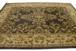 Dark Brown Floral Modern 8X11 Oriental Hand-Tufted Rug