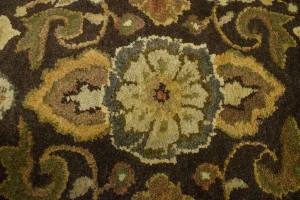 Dark Brown Floral Modern 8X11 Oriental Hand-Tufted Rug