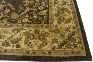 Dark Brown Floral Modern 8X11 Oriental Hand-Tufted Rug