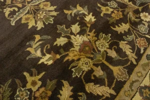 Dark Brown Floral Modern 8X11 Oriental Hand-Tufted Rug