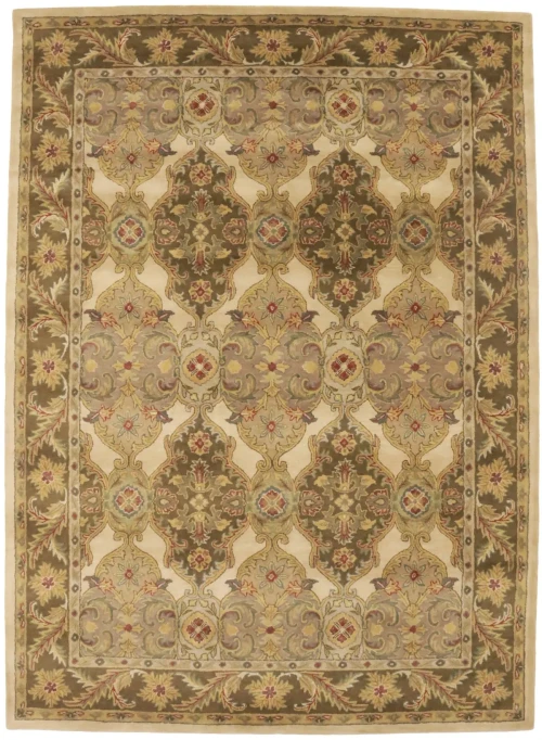 Cream Floral Modern 8X11 Oriental Hand-Tufted Rug