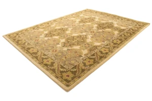Cream Floral Modern 8X11 Oriental Hand-Tufted Rug