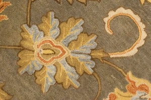 Tan Floral Modern 8X11 Oriental Hand-Tufted Rug