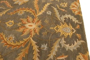 Tan Floral Modern 8X11 Oriental Hand-Tufted Rug