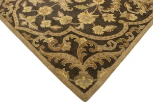 Brown Floral Modern 8X11 Oriental Hand-Tufted Rug