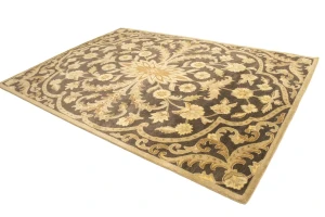 Brown Floral Modern 8X11 Oriental Hand-Tufted Rug
