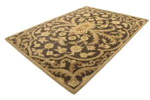 Brown Floral Modern 8X11 Oriental Hand-Tufted Rug