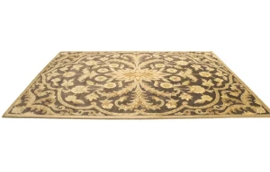 Brown Floral Modern 8X11 Oriental Hand-Tufted Rug
