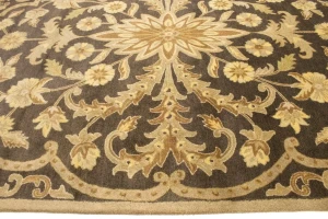 Brown Floral Modern 8X11 Oriental Hand-Tufted Rug