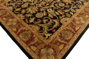 Black Floral Modern 8X11 Oriental Hand-Tufted Rug