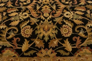 Black Floral Modern 8X11 Oriental Hand-Tufted Rug