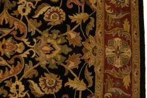 Black Floral Modern 8X11 Oriental Hand-Tufted Rug